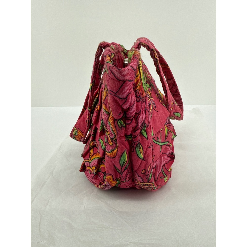 Mona B Quilted Floral Tote Bag Pink Green Yellow Boho Hippie Style - Picture 2 of 9